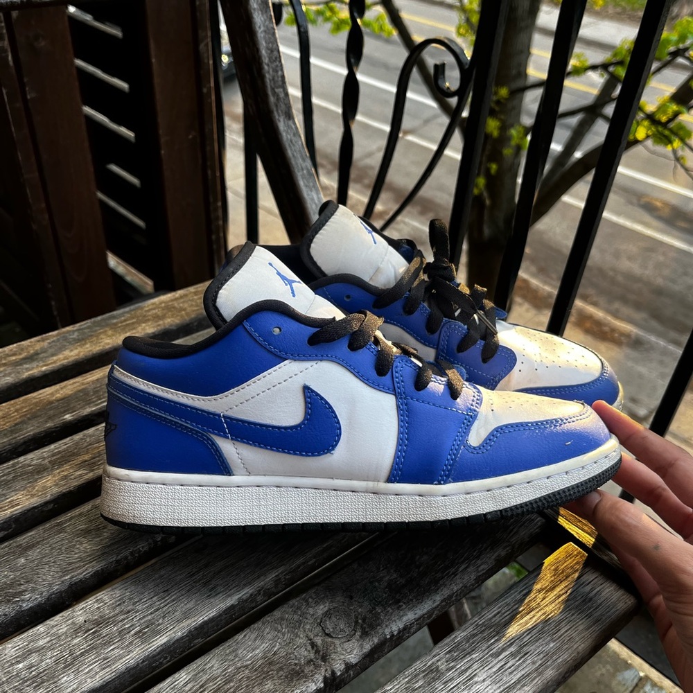 Nike Air Jordan 1 Low White and Blue Sneakers